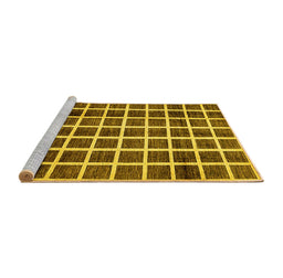 Sideview of Machine Washable Checkered Yellow Modern Rug, wshabs338yw