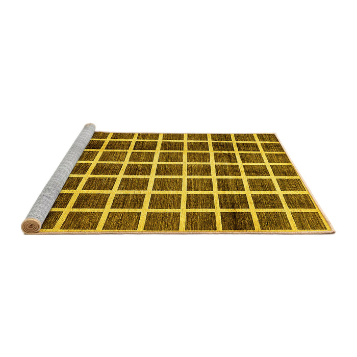 Sideview of Machine Washable Checkered Yellow Modern Rug, wshabs338yw