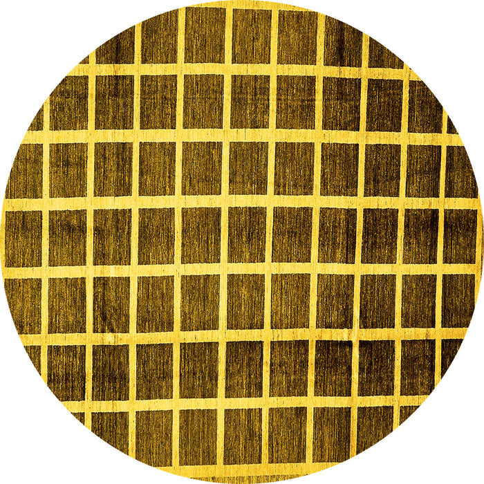Round Checkered Yellow Modern Rug, abs338yw
