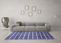 Machine Washable Checkered Blue Modern Rug, wshabs338blu