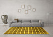 Machine Washable Checkered Yellow Modern Rug in a Living Room, wshabs338yw