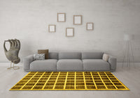 Machine Washable Checkered Yellow Modern Rug, wshabs338yw