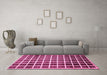 Machine Washable Checkered Pink Modern Rug in a Living Room, wshabs338pnk