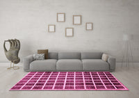 Machine Washable Checkered Pink Modern Rug, wshabs338pnk