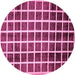 Round Machine Washable Checkered Pink Modern Rug, wshabs338pnk