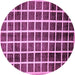 Round Machine Washable Checkered Purple Modern Area Rugs, wshabs338pur