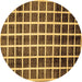 Round Machine Washable Checkered Brown Modern Rug, wshabs338brn