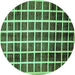 Round Checkered Turquoise Modern Rug, abs338turq