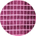 Round Checkered Pink Modern Rug, abs338pnk