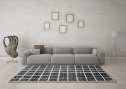 Machine Washable Checkered Gray Modern Rug in a Living Room,, wshabs338gry