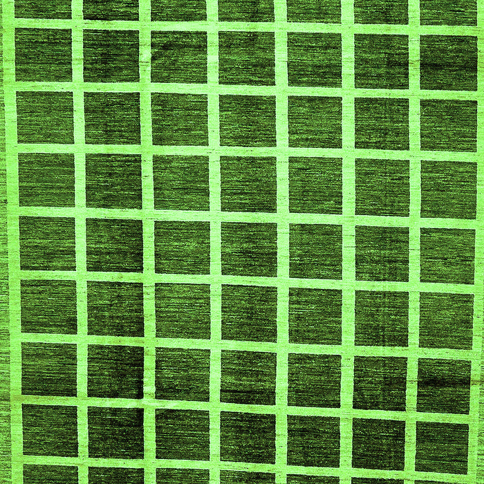 Machine Washable Checkered Green Modern Area Rugs, wshabs338grn