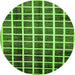 Round Checkered Green Modern Rug, abs338grn