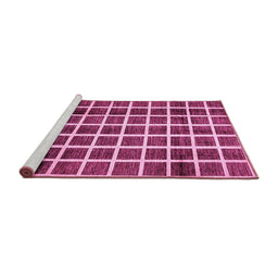 Sideview of Machine Washable Checkered Pink Modern Rug, wshabs338pnk