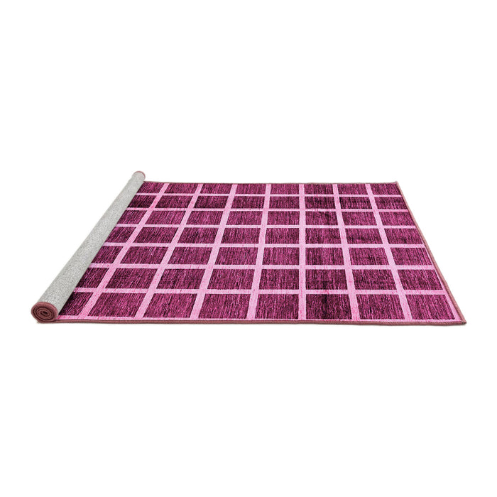 Sideview of Machine Washable Checkered Pink Modern Rug, wshabs338pnk