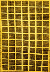 Checkered Yellow Modern Rug, abs338yw