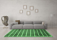 Machine Washable Checkered Emerald Green Modern Rug, wshabs338emgrn