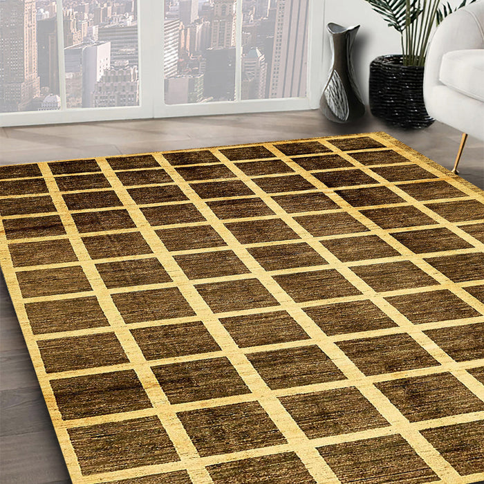 Machine Washable Abstract Yellow Rug in a Family Room, wshabs338