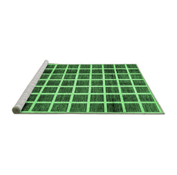 Sideview of Machine Washable Checkered Emerald Green Modern Area Rugs, wshabs338emgrn