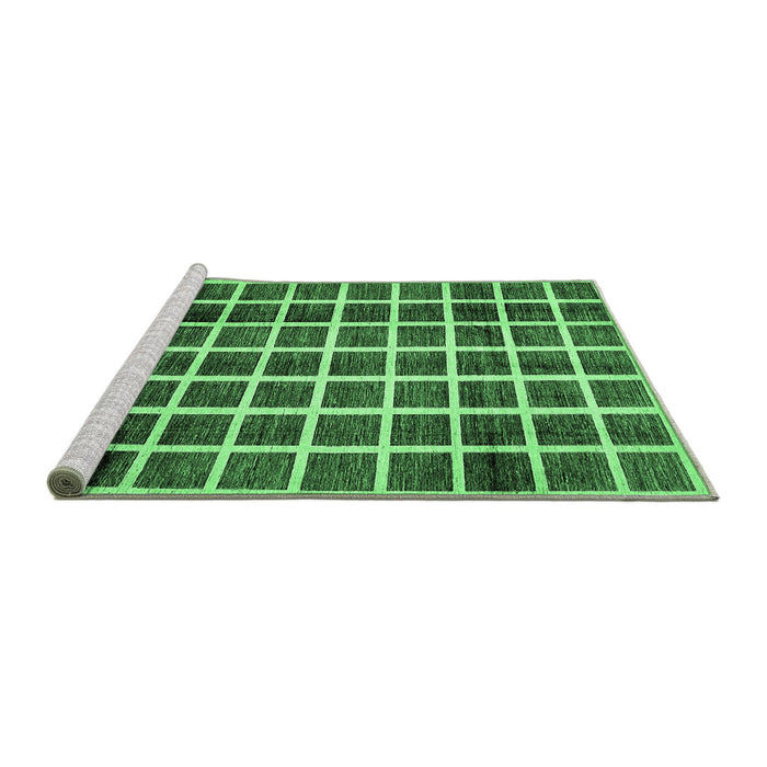 Sideview of Machine Washable Checkered Emerald Green Modern Area Rugs, wshabs338emgrn