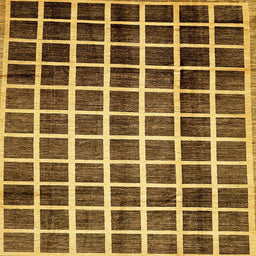 Square Abstract Yellow Checkered Rug, abs338