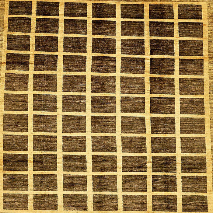 Square Abstract Yellow Checkered Rug, abs338