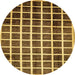 Round Abstract Yellow Checkered Rug, abs338