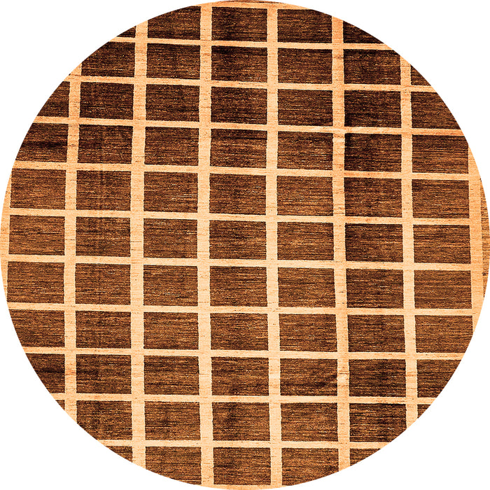 Round Machine Washable Checkered Orange Modern Area Rugs, wshabs338org