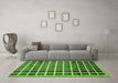 Machine Washable Checkered Green Modern Area Rugs in a Living Room,, wshabs338grn