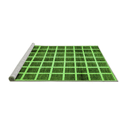 Sideview of Machine Washable Checkered Green Modern Area Rugs, wshabs338grn
