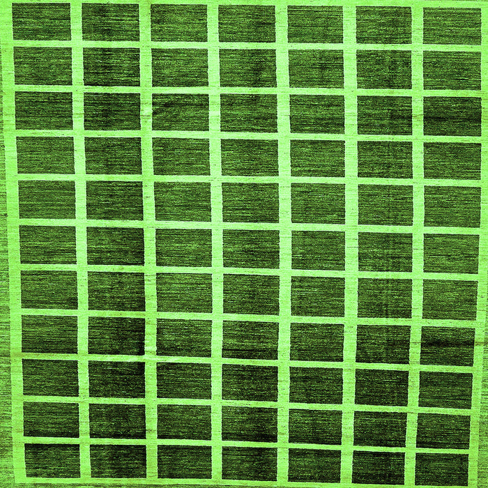 Square Checkered Green Modern Rug, abs338grn