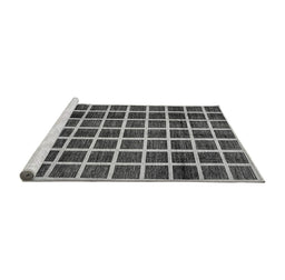 Sideview of Machine Washable Checkered Gray Modern Rug, wshabs338gry