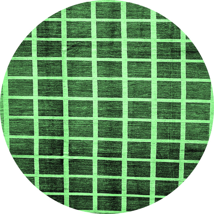 Round Checkered Emerald Green Modern Rug, abs338emgrn