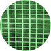 Round Checkered Emerald Green Modern Rug, abs338emgrn