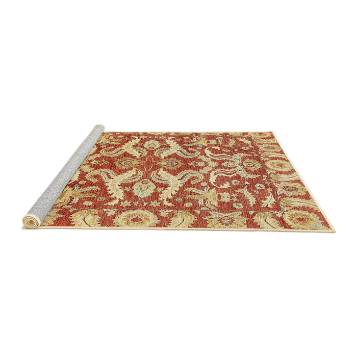 Sideview of Machine Washable Abstract Chrome Gold Yellow Rug, wshabs339