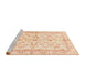 Sideview of Machine Washable Abstract Khaki Gold Rug, wshabs3390
