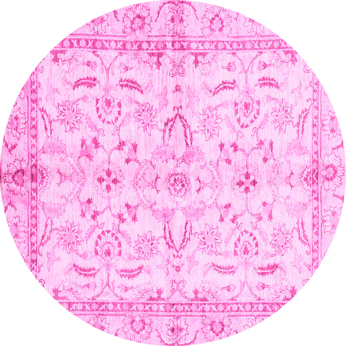 Round Oriental Pink Modern Rug, abs3390pnk