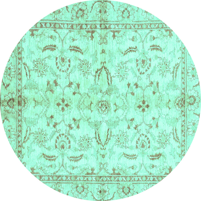 Round Oriental Turquoise Modern Rug, abs3390turq