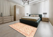Machine Washable Abstract Khaki Gold Rug in a Bedroom, wshabs3390