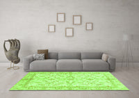 Machine Washable Oriental Green Modern Rug, wshabs3390grn