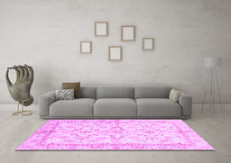 Machine Washable Oriental Purple Modern Area Rugs in a Living Room, wshabs3390pur