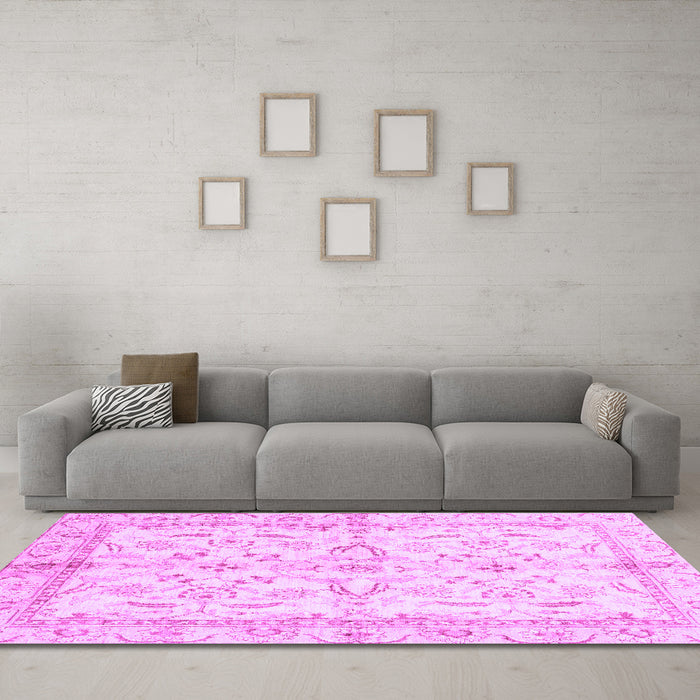 Machine Washable Oriental Purple Modern Area Rugs in a Living Room, wshabs3390pur