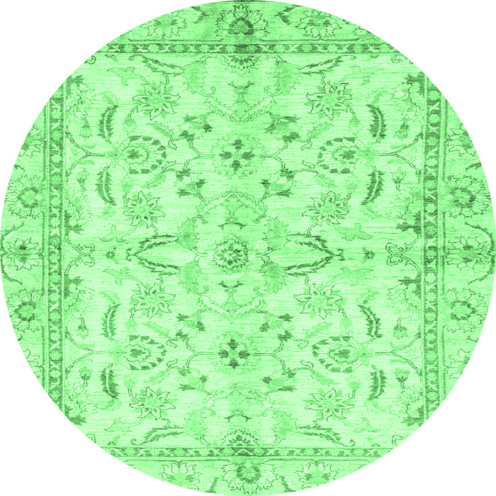 Round Machine Washable Oriental Emerald Green Modern Area Rugs, wshabs3390emgrn