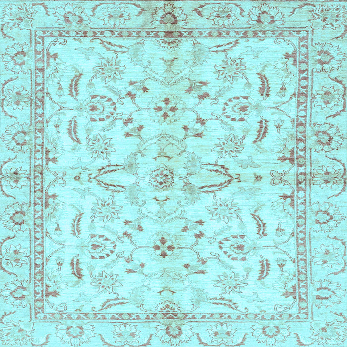 Square Machine Washable Oriental Light Blue Modern Rug, wshabs3390lblu