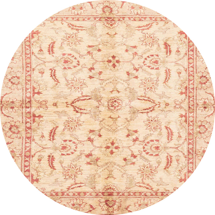 Round Abstract Khaki Gold Oriental Rug, abs3390