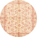 Round Abstract Khaki Gold Oriental Rug, abs3390