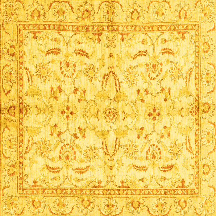 Square Machine Washable Oriental Yellow Modern Rug, wshabs3390yw