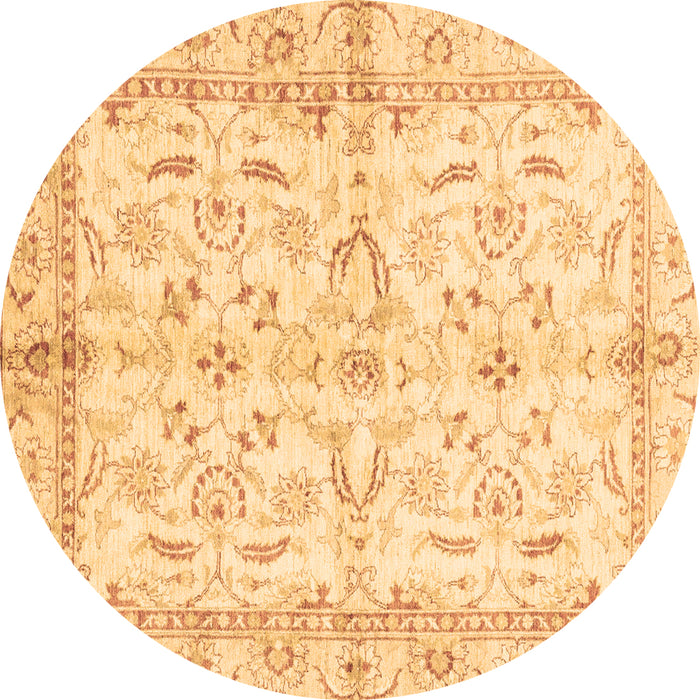 Round Machine Washable Oriental Brown Modern Rug, wshabs3390brn