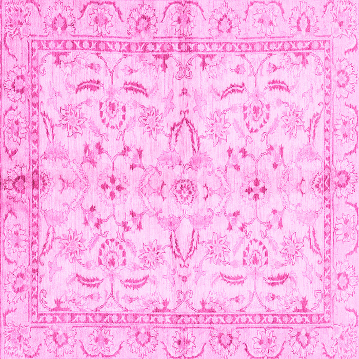Square Machine Washable Oriental Pink Modern Rug, wshabs3390pnk
