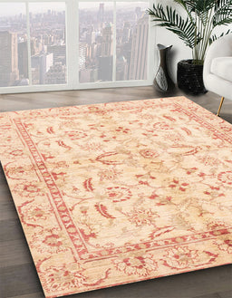 Machine Washable Abstract Khaki Gold Rug in a Family Room, wshabs3390