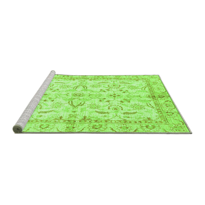 Sideview of Machine Washable Oriental Green Modern Area Rugs, wshabs3390grn